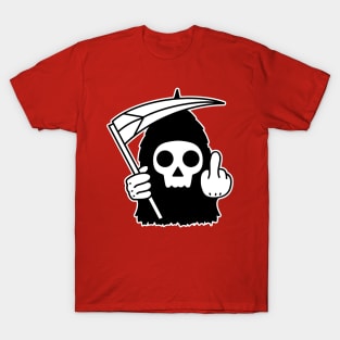 Cute Grim Reaper With Middle Finger T-Shirt